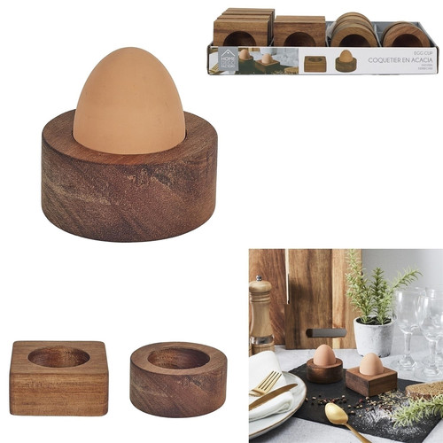 Egg Stand, round, acacia