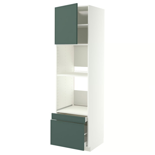 METOD/MAXIMERA Hi cab f ov/combi ov w dr/2 drwrs, white/Aspudden dark grey-green, 60x60x220 cm