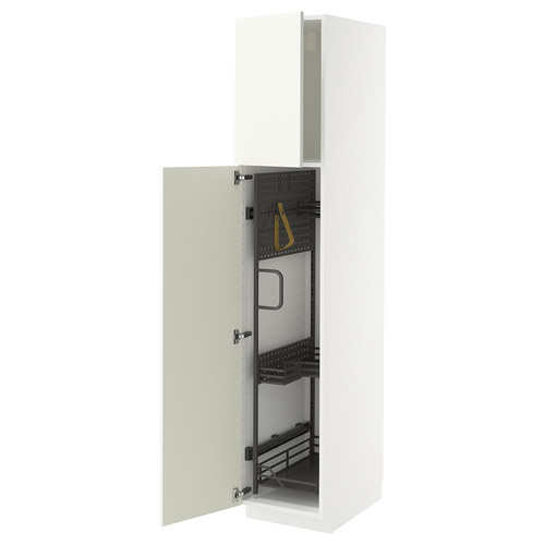 METOD High cabinet with cleaning interior, white/Vallstena white, 40x60x200 cm