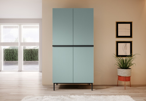 Wardrobe Nicole with Drawer Unit 100 cm, sage, black legs