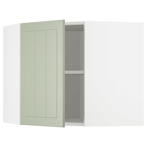 METOD Corner wall cabinet with shelves, white/Stensund light green, 68x60 cm