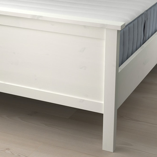 HEMNES Bed frame with mattress, white stain/Valevåg extra firm, 160x200 cm