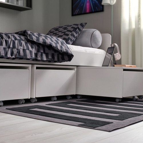 BLÅSKATA Rug, black/grey, 105x160 cm