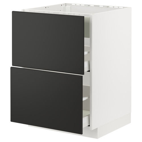 METOD / MAXIMERA Base cab f hob/int extractor w drw, white/Kungsbacka anthracite, 60x60 cm