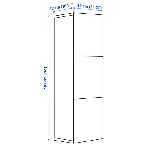 BESTÅ Shelf unit with doors, dark grey/Lappviken dark grey, 60x42x193 cm