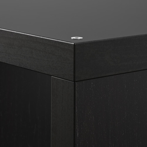 KALLAX Shelving unit with underframe, black-brown/white, 77x164 cm