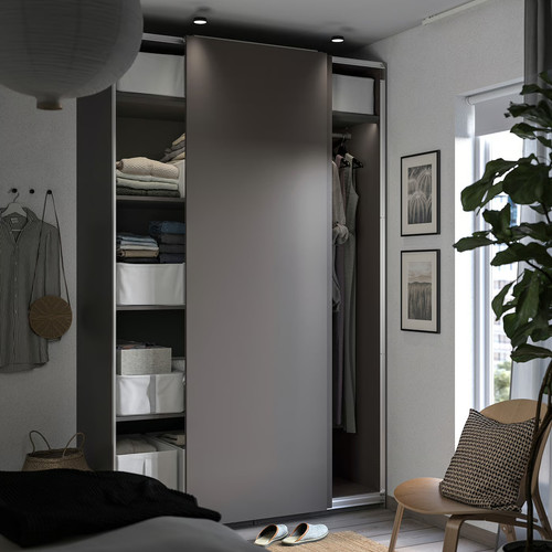 PAX / HASVIK Wardrobe, dark grey/dark grey, 150x66x236 cm