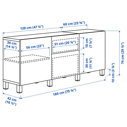 BESTÅ Storage combination with drawers, Hanviken white, 180x40x74 cm