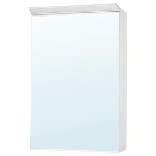 TREASJÖN Mirror cab 1 door/built-in lighting, 50x17x75 cm