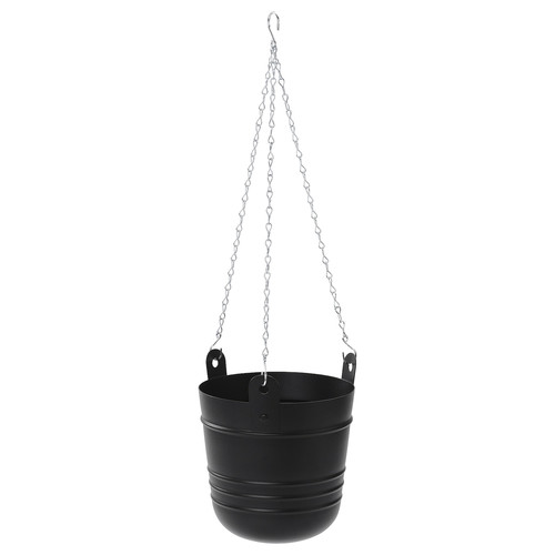 PÄRLRÖNN Hanging planter, in/outdoor/black, 15 cm