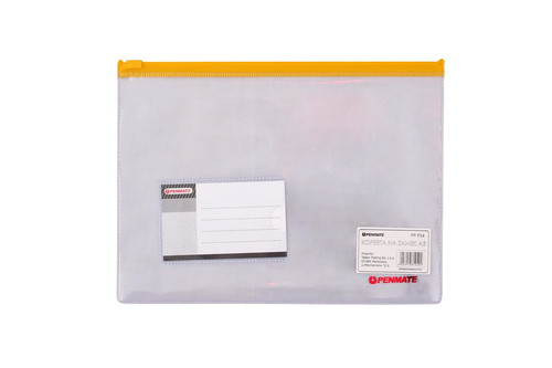 Zipper Bag for Documents Penmate Micro A5, 1pc, transparent/yellow