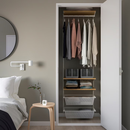 BOAXEL Wardrobe combination, white/oak, 62x40x201 cm