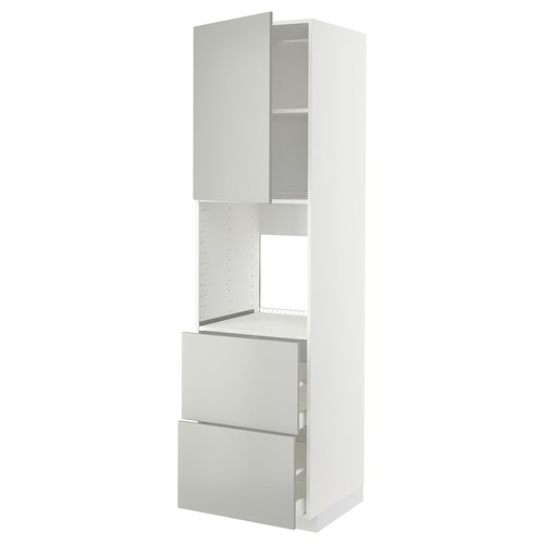 METOD / MAXIMERA Hi cab f ov w dr/2 frnts/2 hi drwrs, white/Havstorp light grey, 60x60x220 cm