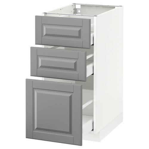METOD / MAXIMERA Base cabinet with 3 drawers, white, Bodbyn grey, 40x60 cm