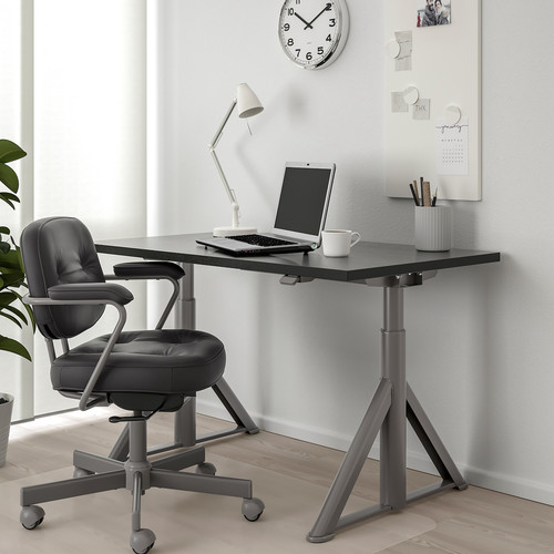 IDÅSEN Desk sit/stand, black/dark grey, 120x70 cm