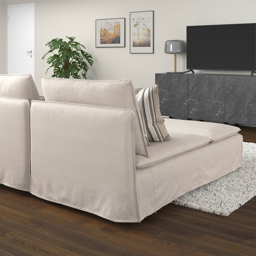 SÖDERHAMN 4-seat sofa with chaise longue, with open end Gransel/natural colour