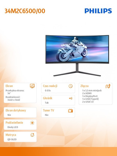 Philips 34'' Display Evnia 34M2C6500 Curved QD OLED
