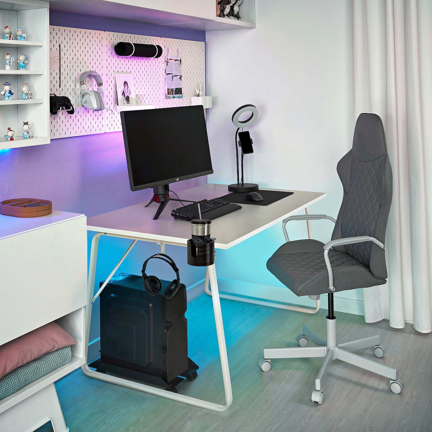 UTESPELARE gaming desk and chair, ash effect/grey - IKEA