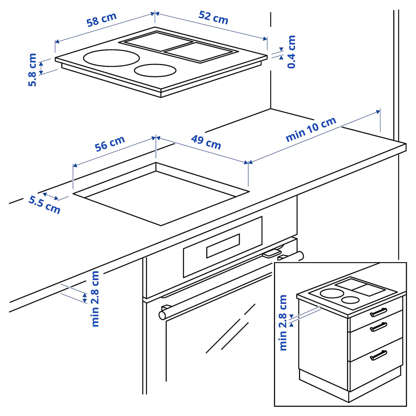 KOLSTAN Induction hob IKEA 500 white 58 cm www.megastore .mt